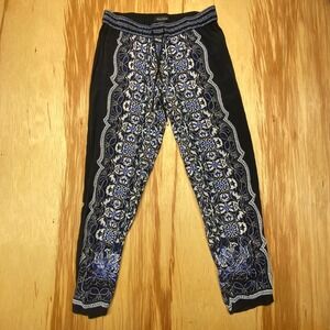 White House Black Market $88 Black White Blue Tapered Soft Ankle Pants 2‎ Small